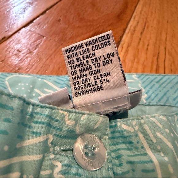 VTG Lilly Pulitzer Seashell Print Pants Light Blue Womens Size 12 Ankle Straight - Picture 5 of 12